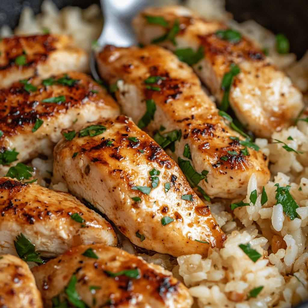 Chicken with Garlic Parmesan Rice