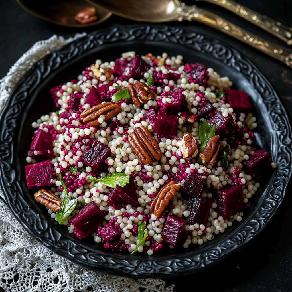 Pink Beet Couscous with Pecans