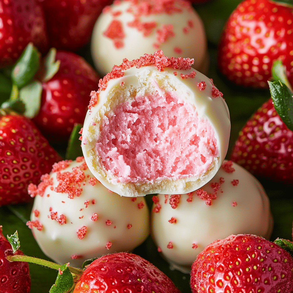 White Chocolate Strawberry Truffles