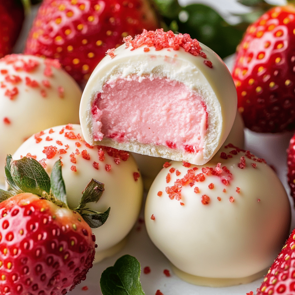 White Chocolate Strawberry Truffles