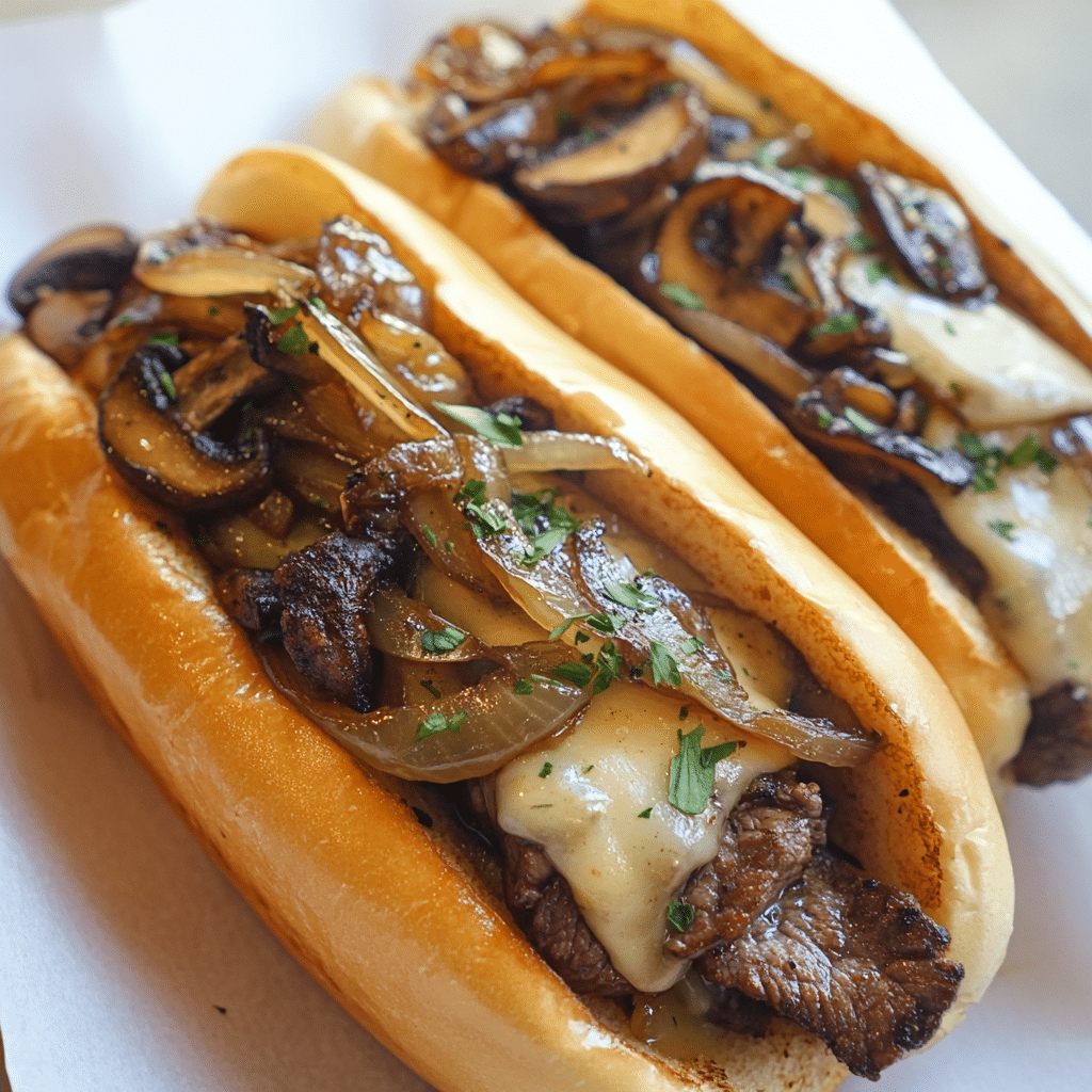 Ultimate Philly Cheese Steak Sandwich with Mushrooms