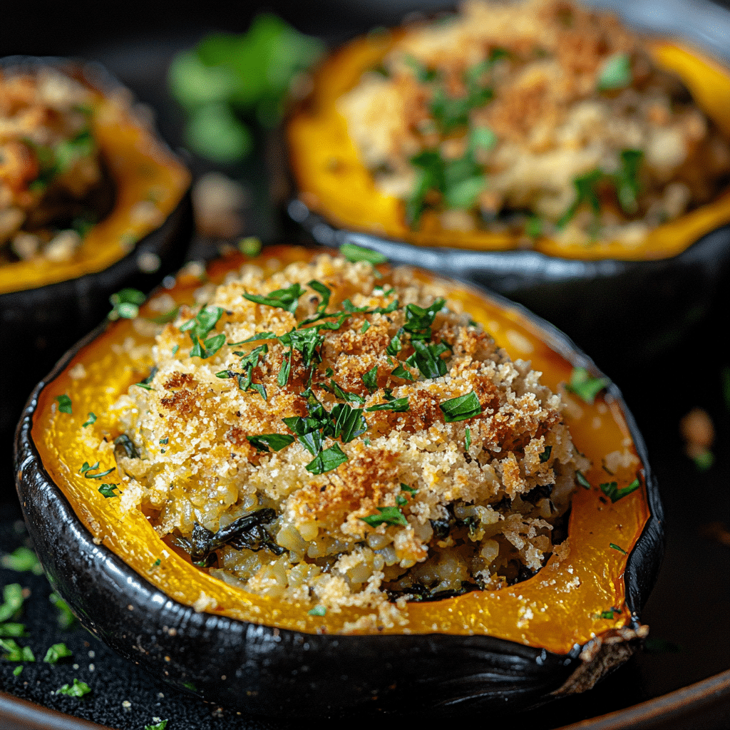 Cheesy Rice-Stuffed Acorn Squash Recipe