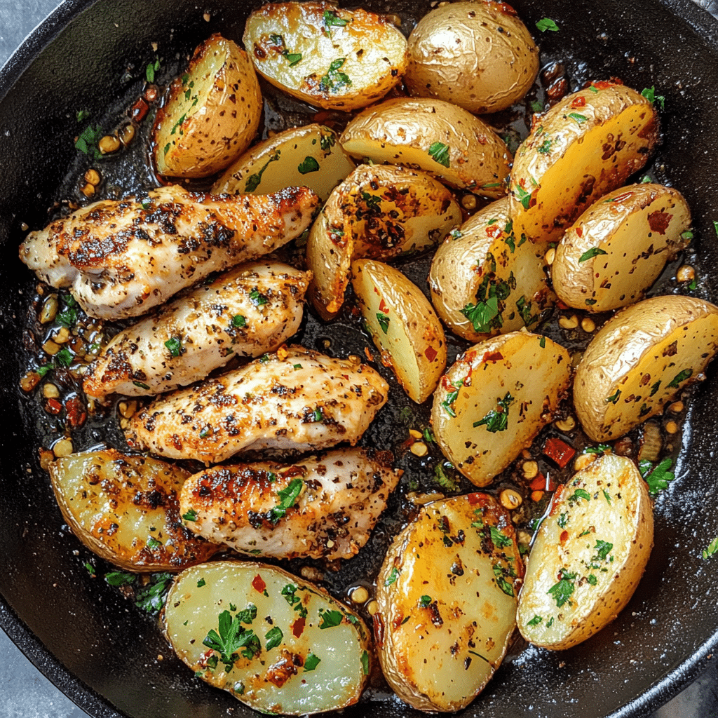 Garlic Butter Chicken and Potatoes Skillet