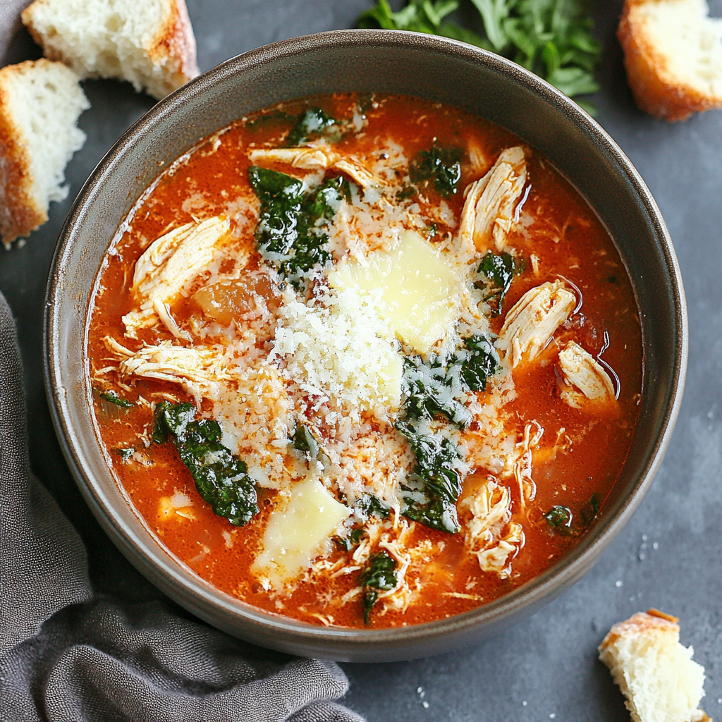 Crockpot Chicken Parmesan Soup