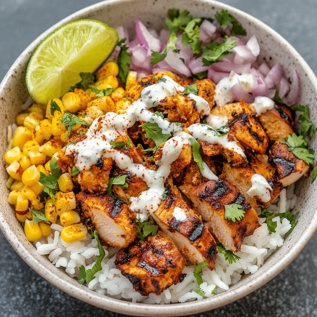 Street Corn Chicken Rice Bowl