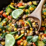 Ground Turkey Skillet with Zucchini, Corn, Black Beans, and Tomato