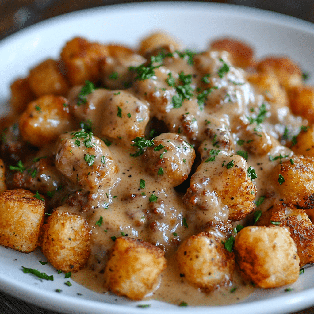 Tater Tot Breakfast Bowl with Sausage Gravy