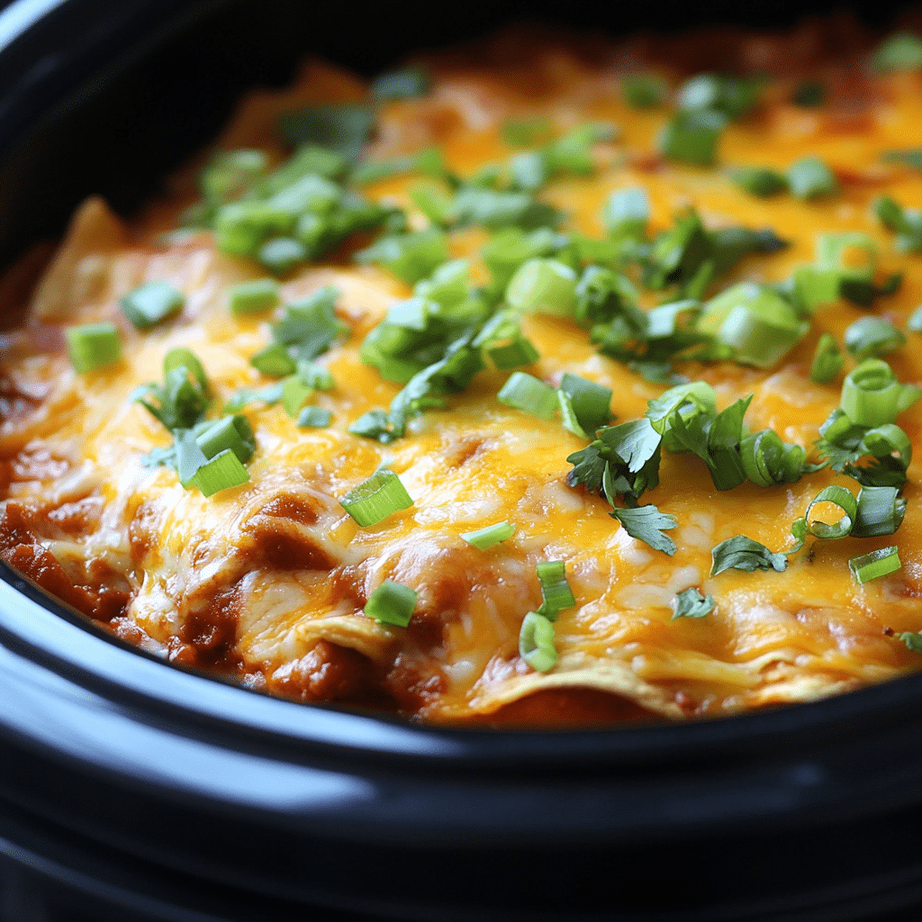 Slow Cooker Chicken Enchilada Casserole