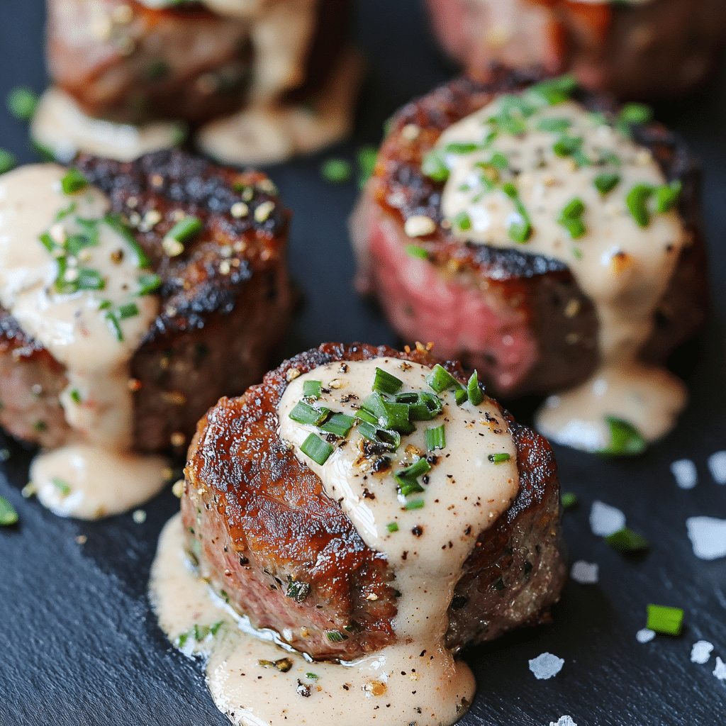 Garlic Butter Steak Bites with Parmesan Cream Sauce