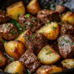 Garlic Butter Steak Bites and Potatoes