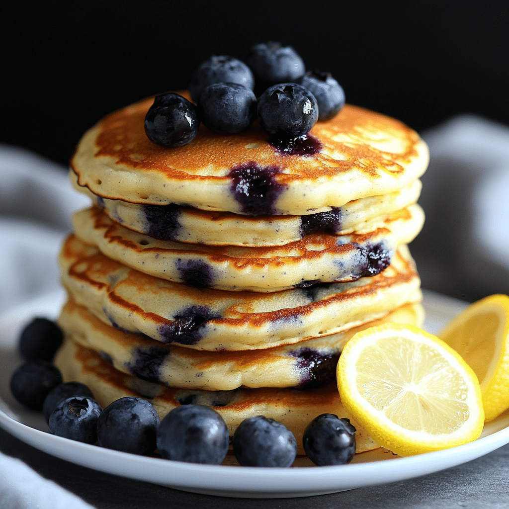 Lemon Blueberry Sourdough Protein Pancakes