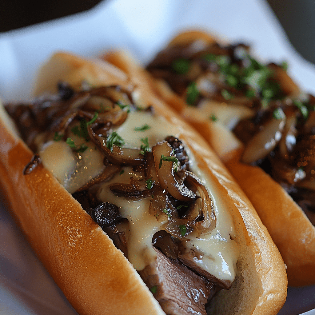 Ultimate Philly Cheese Steak Sandwich with Mushrooms