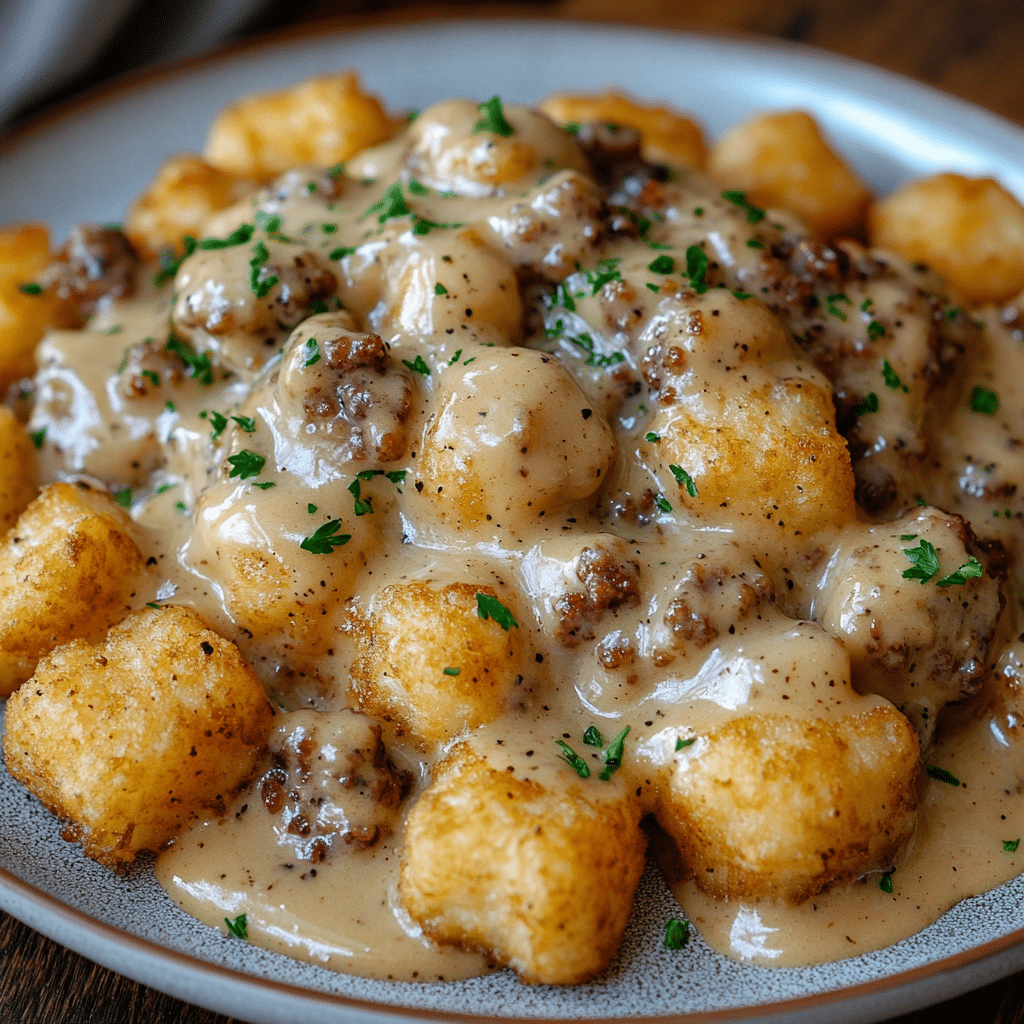 Tater Tot Breakfast Bowl with Sausage Gravy