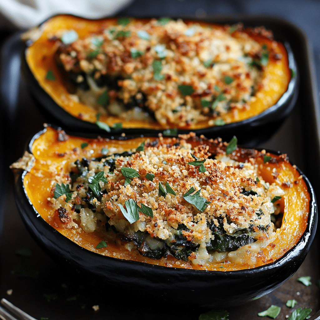 Cheesy Rice-Stuffed Acorn Squash Recipe