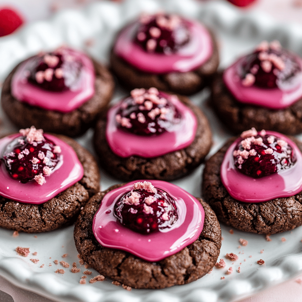 Strawberry Chocolate Thumbprint Cookies