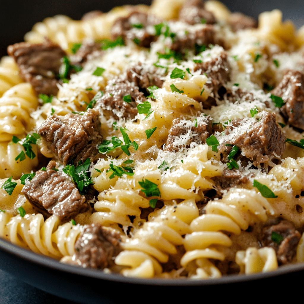 Beef and Rotini in Garlic Parmesan Sauce Recipe