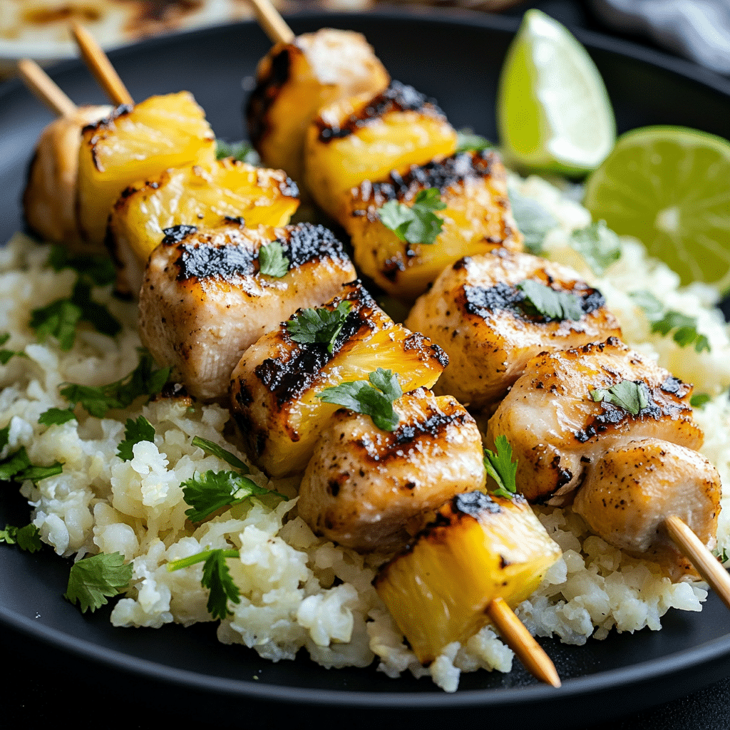 Sweet and Spicy Grilled Chicken and Pineapple Skewers