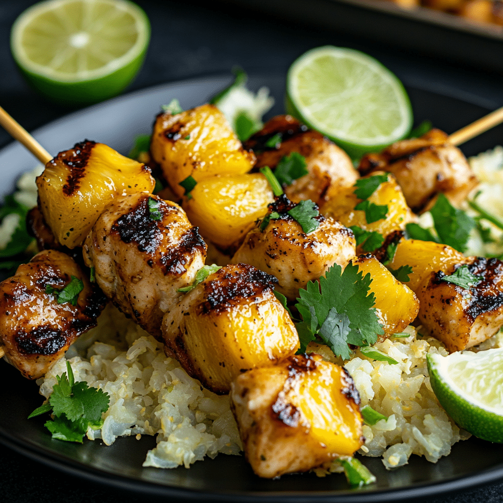 Sweet and Spicy Grilled Chicken and Pineapple Skewers