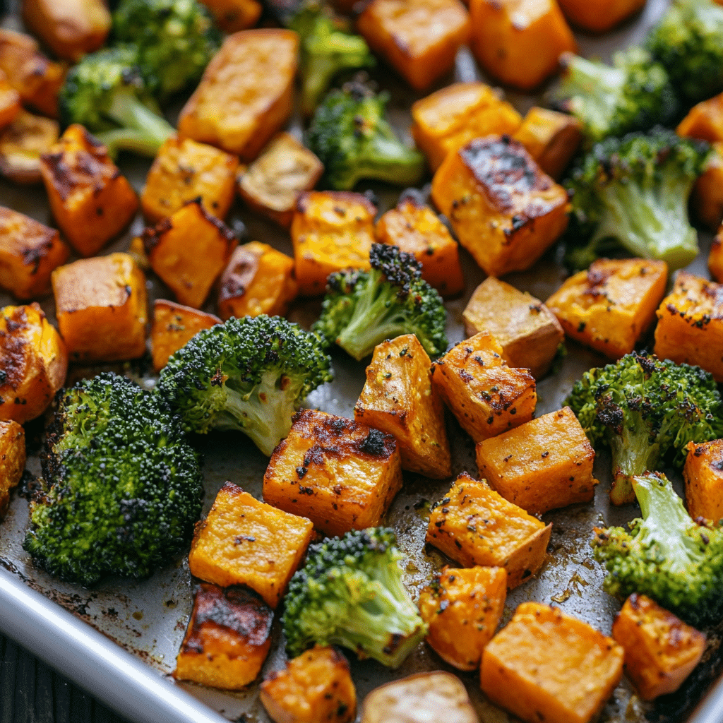 Roasted Broccoli and Sweet Potatoes