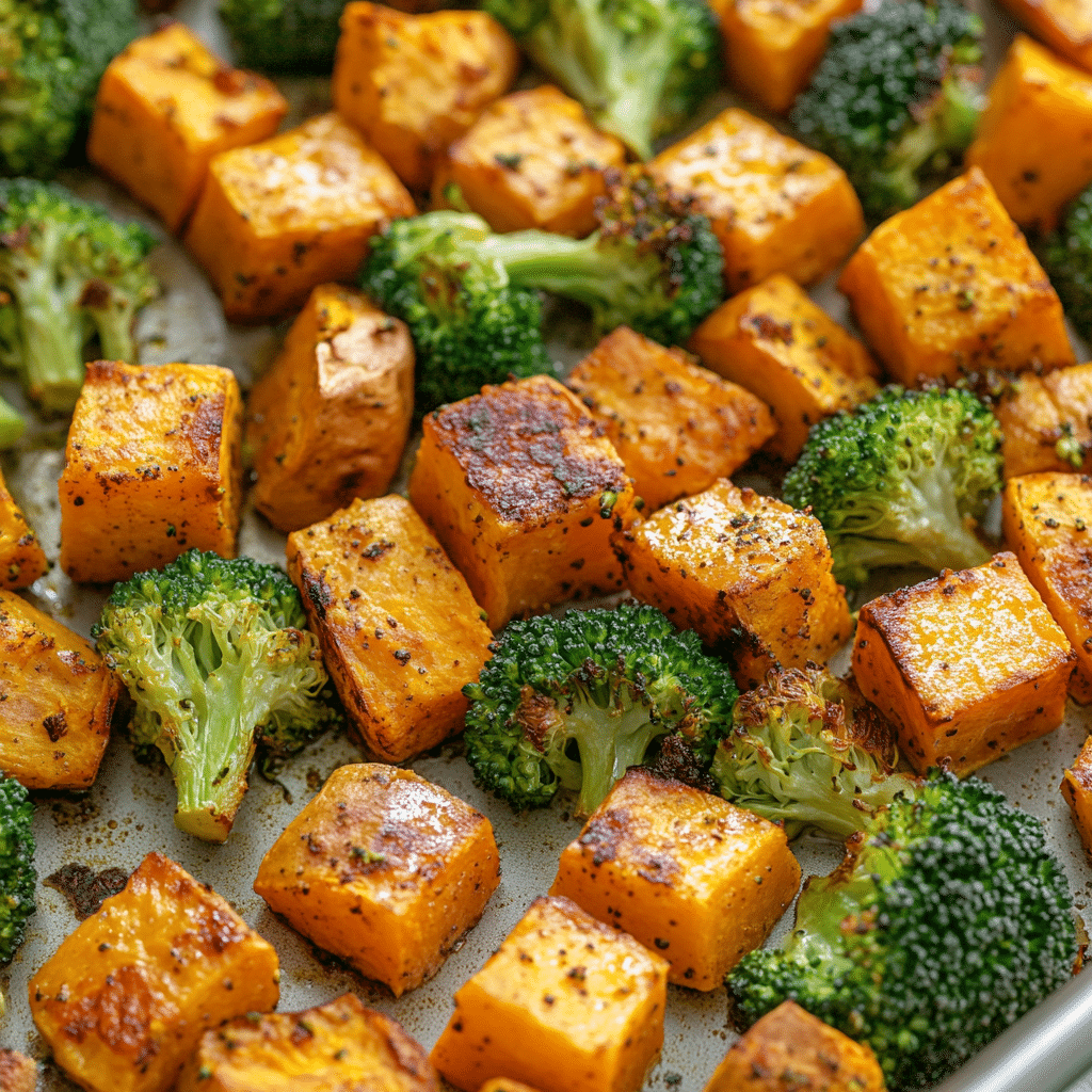 Roasted Broccoli and Sweet Potatoes