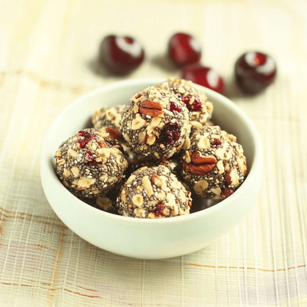 No Bake Cherry Pecan Chia Energy Bites