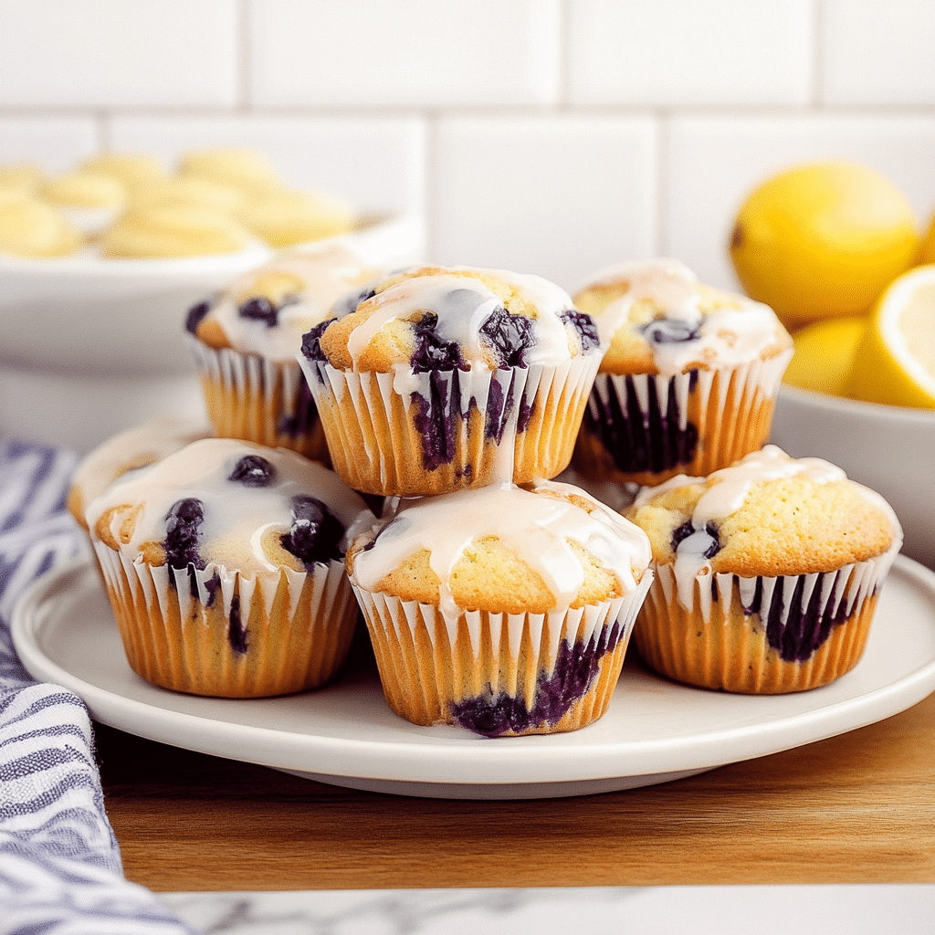 Blueberry Muffins with Lemon Glaze