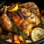 Slow Cooker Whole Chicken with Garlic + Herbs