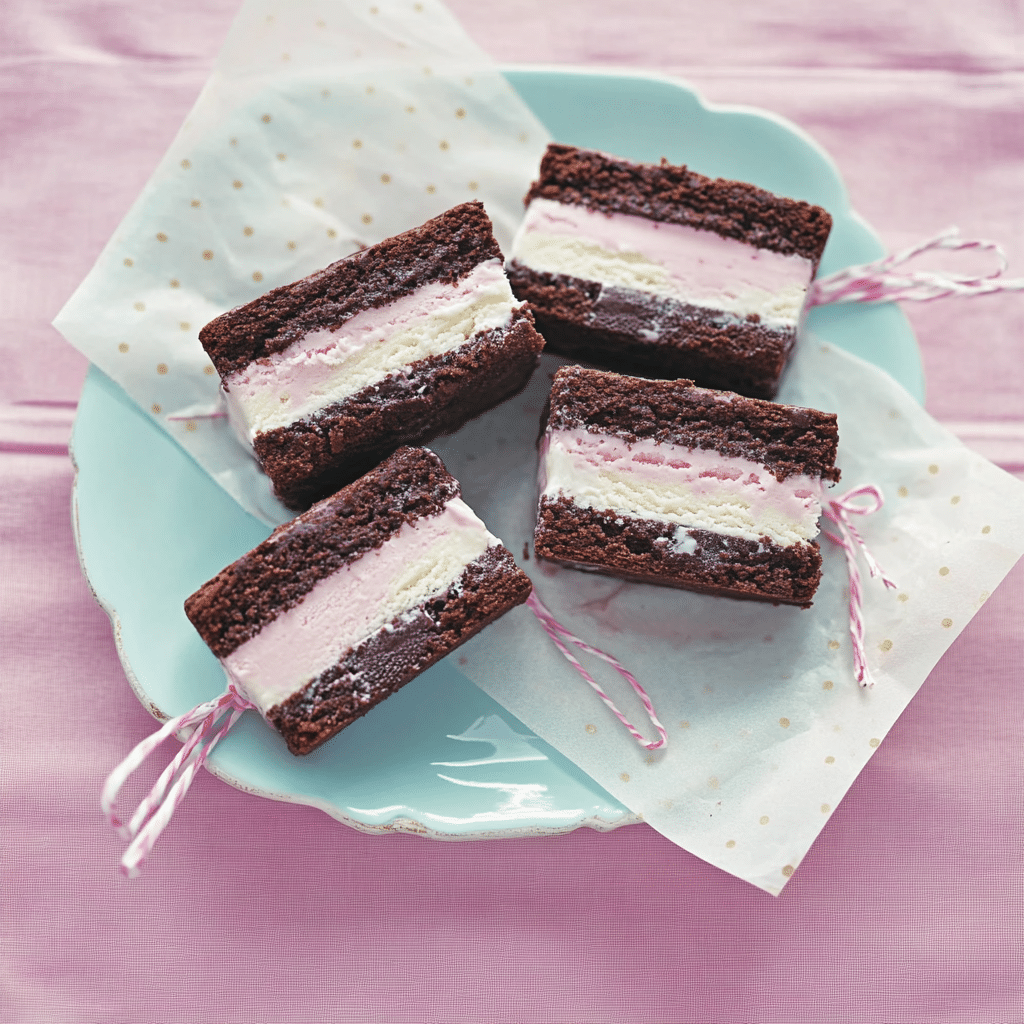 Chewy Brownie Ice Cream Sandwiches