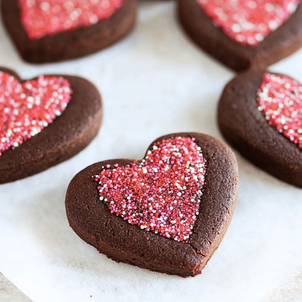 Chocolate Shortbread Heart Cookies