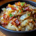 Fried Cabbage with Bacon, Onion, and Garlic