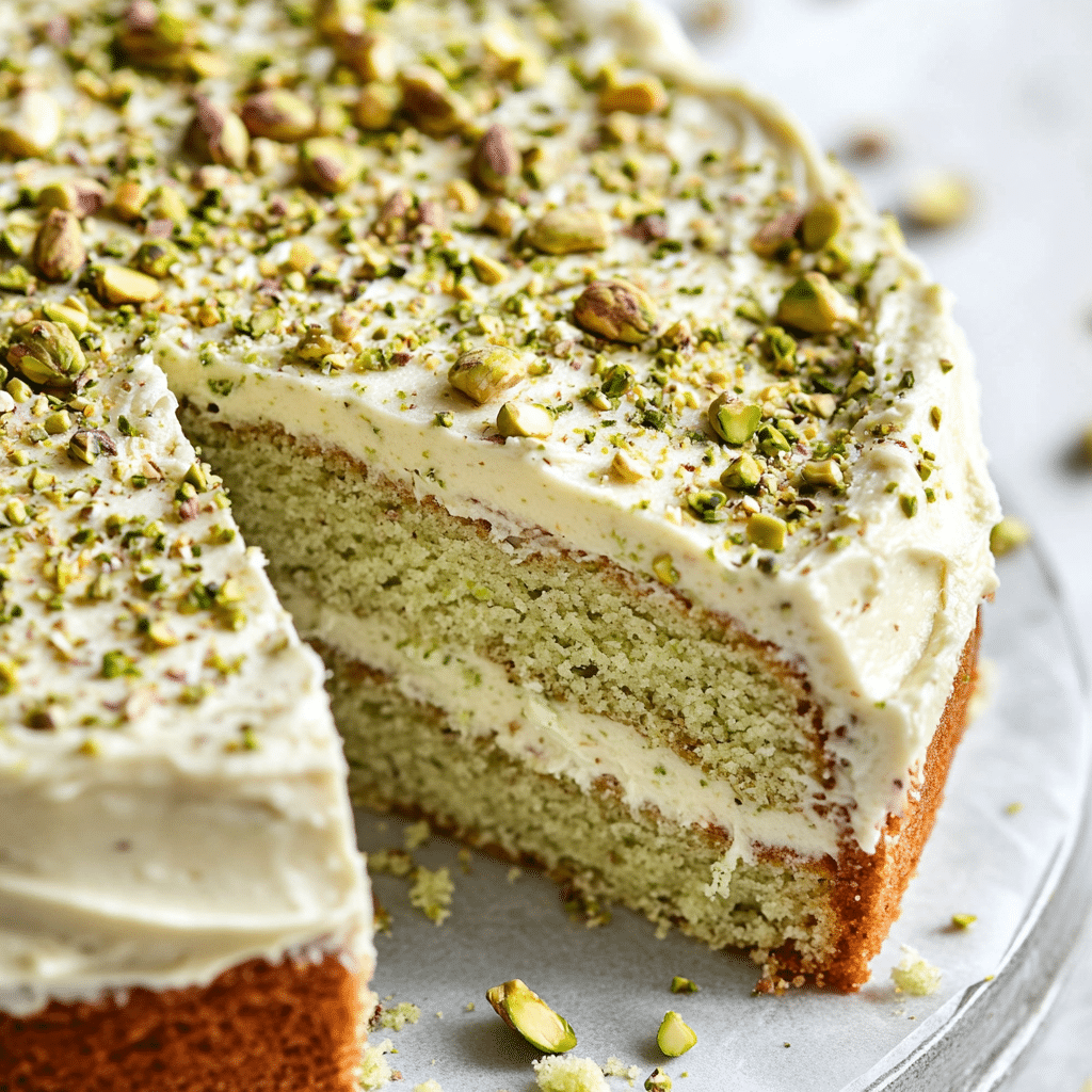 Lemon Pistachio Cake with Mascarpone Frosting