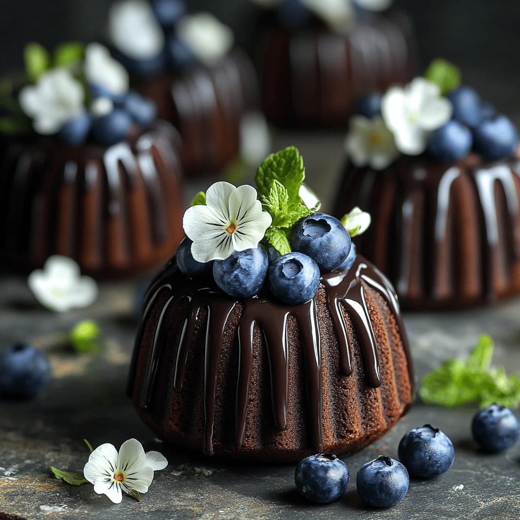 Triple Chocolate Mini Bundt Cakes