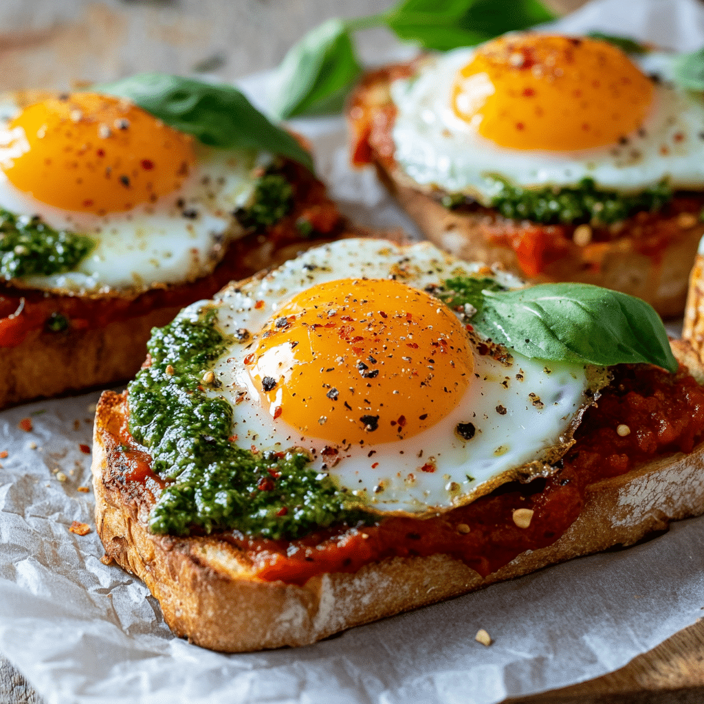 Shakshouka Toast with Feta Fried Eggs