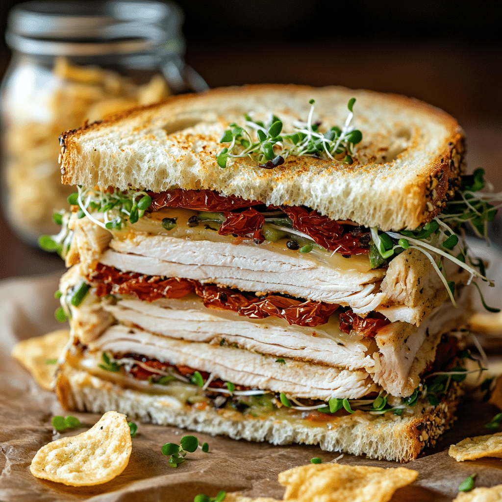 Sun-dried Tomato Pesto Turkey Sandwich.