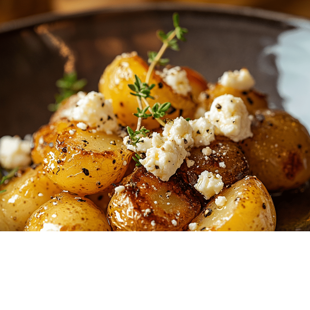 Roasted Potatoes with Baked Feta and Garlic