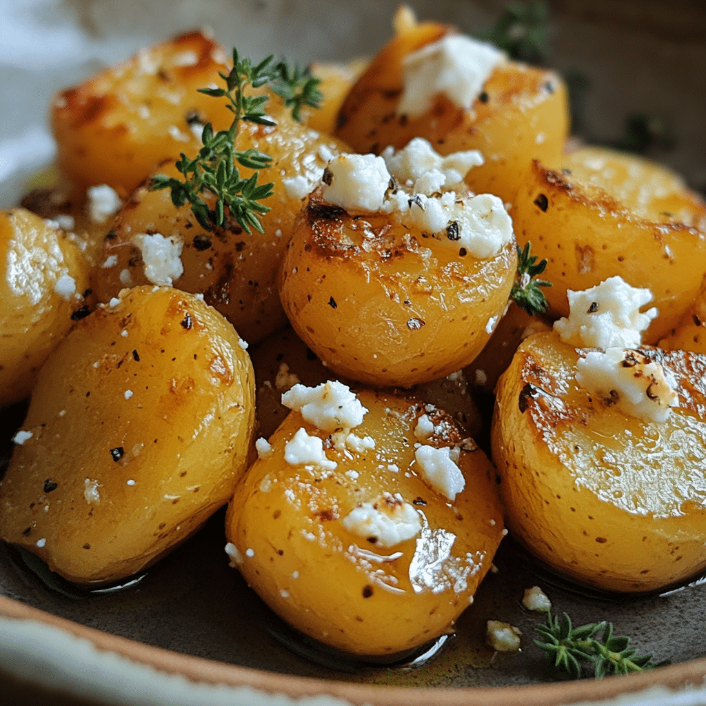 Roasted Potatoes with Baked Feta and Garlic