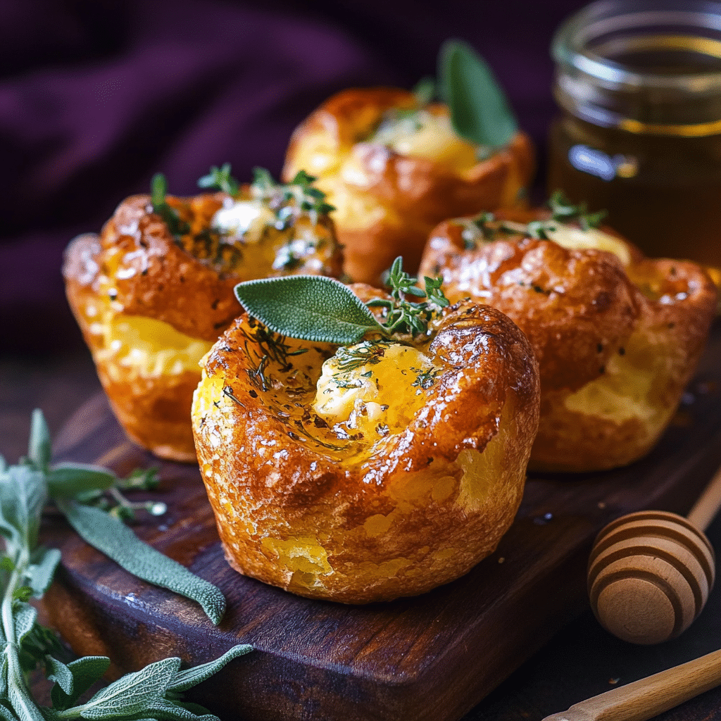 Cornmeal Popovers with Herb Honey Butter