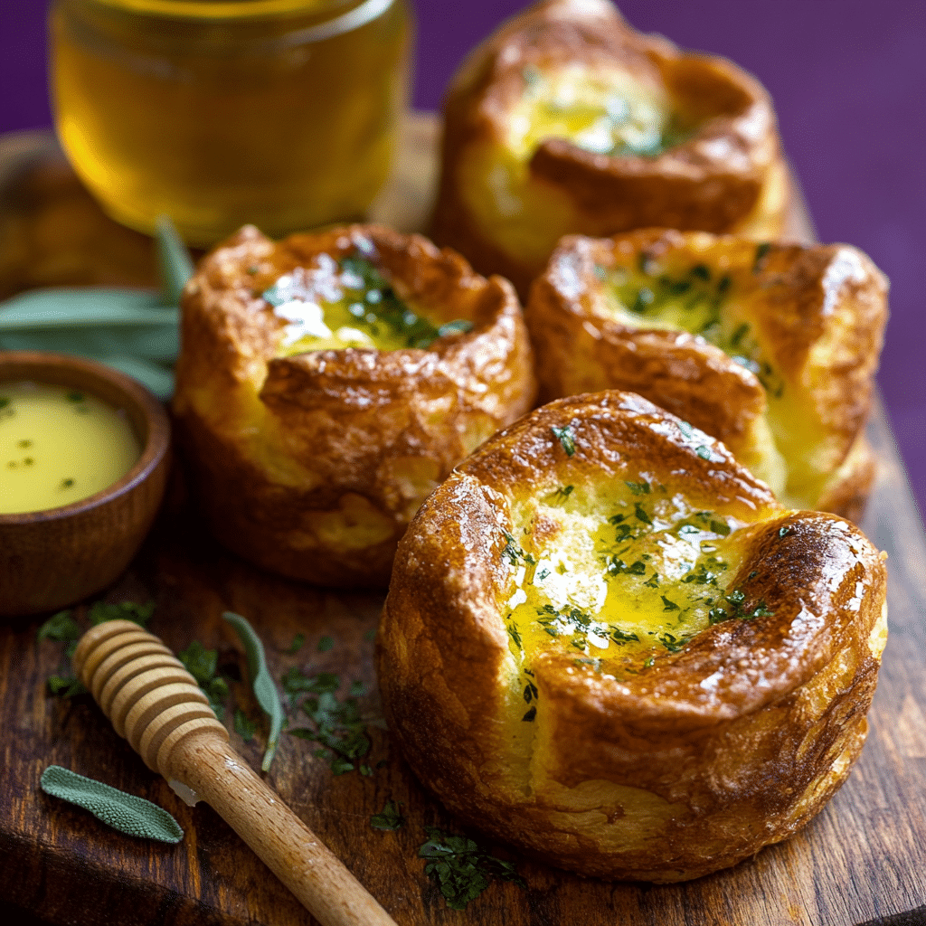 Cornmeal Popovers with Herb Honey Butter