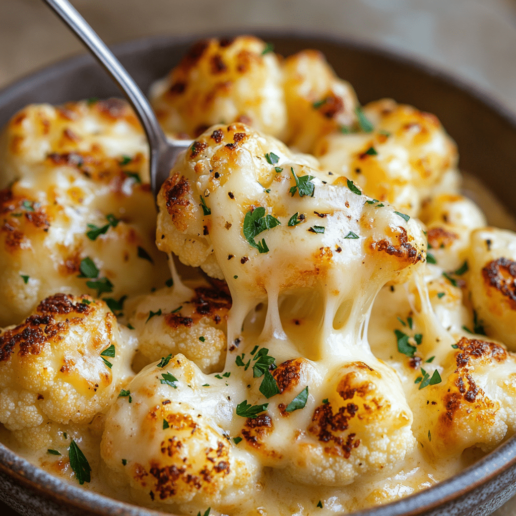 Crispy Roasted Cauliflower with Cheddar & Parmesan