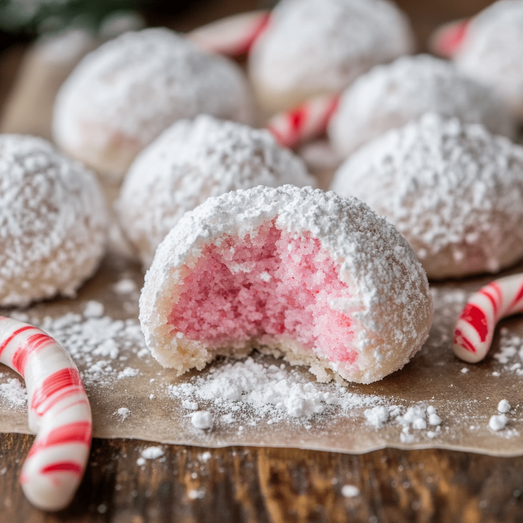 Peppermint Snowball Cookies