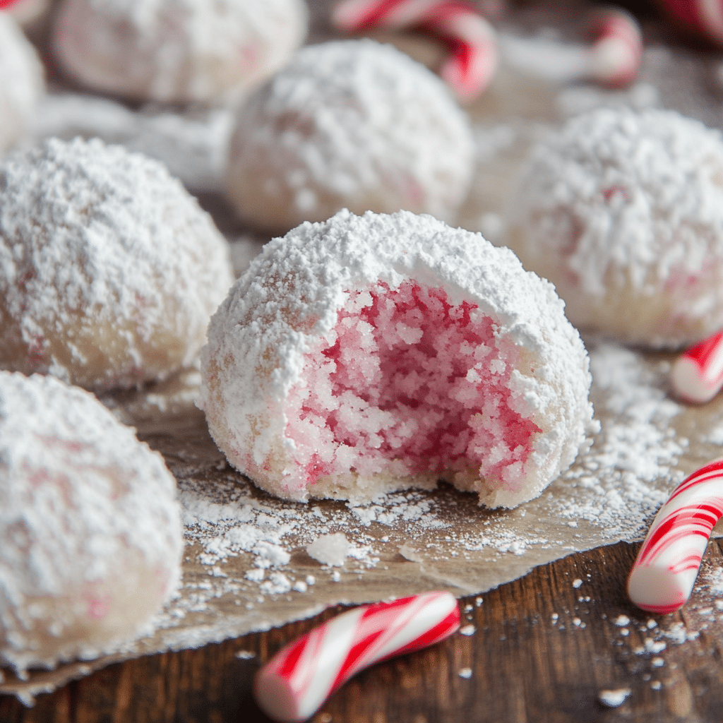 Peppermint Snowball Cookies