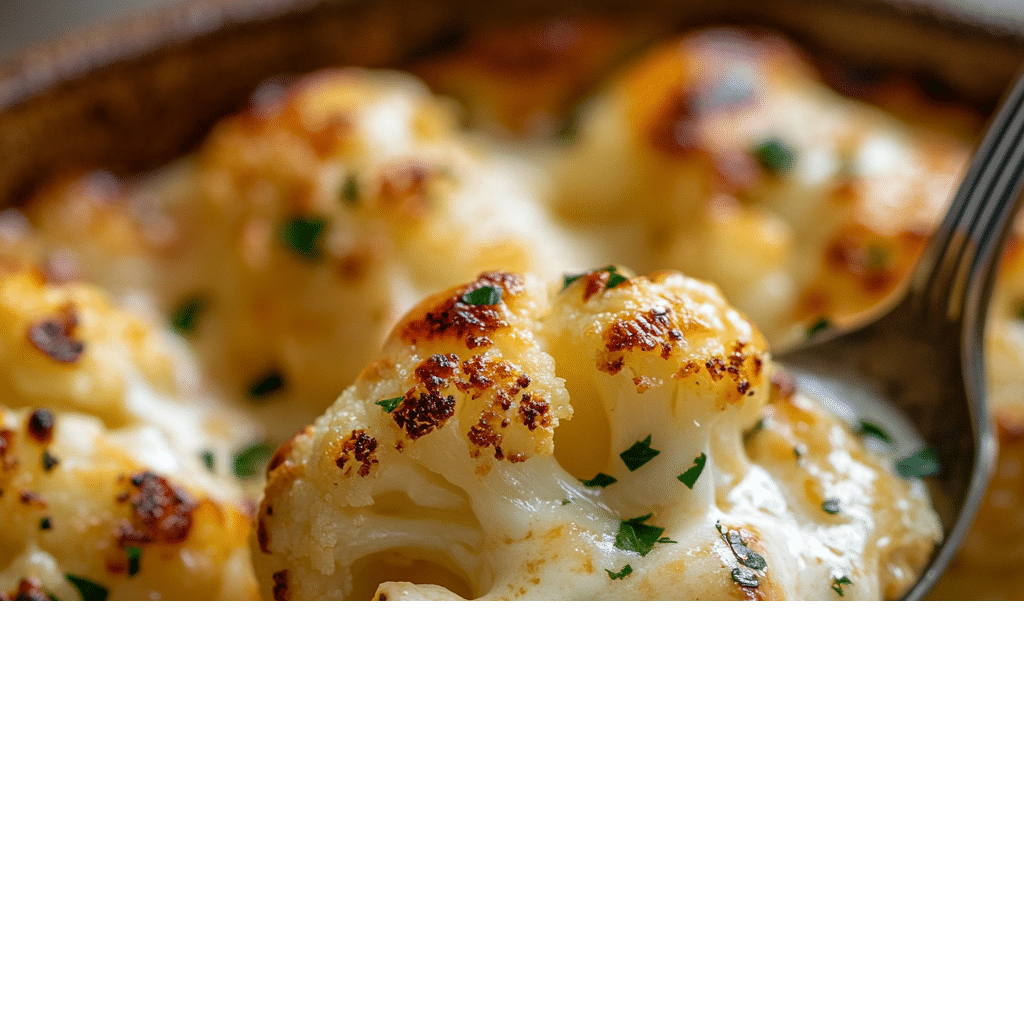 Crispy Roasted Cauliflower with Cheddar & Parmesan