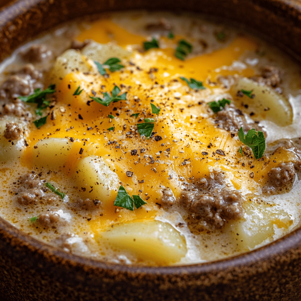 Cheesy Hamburger Potato Soup