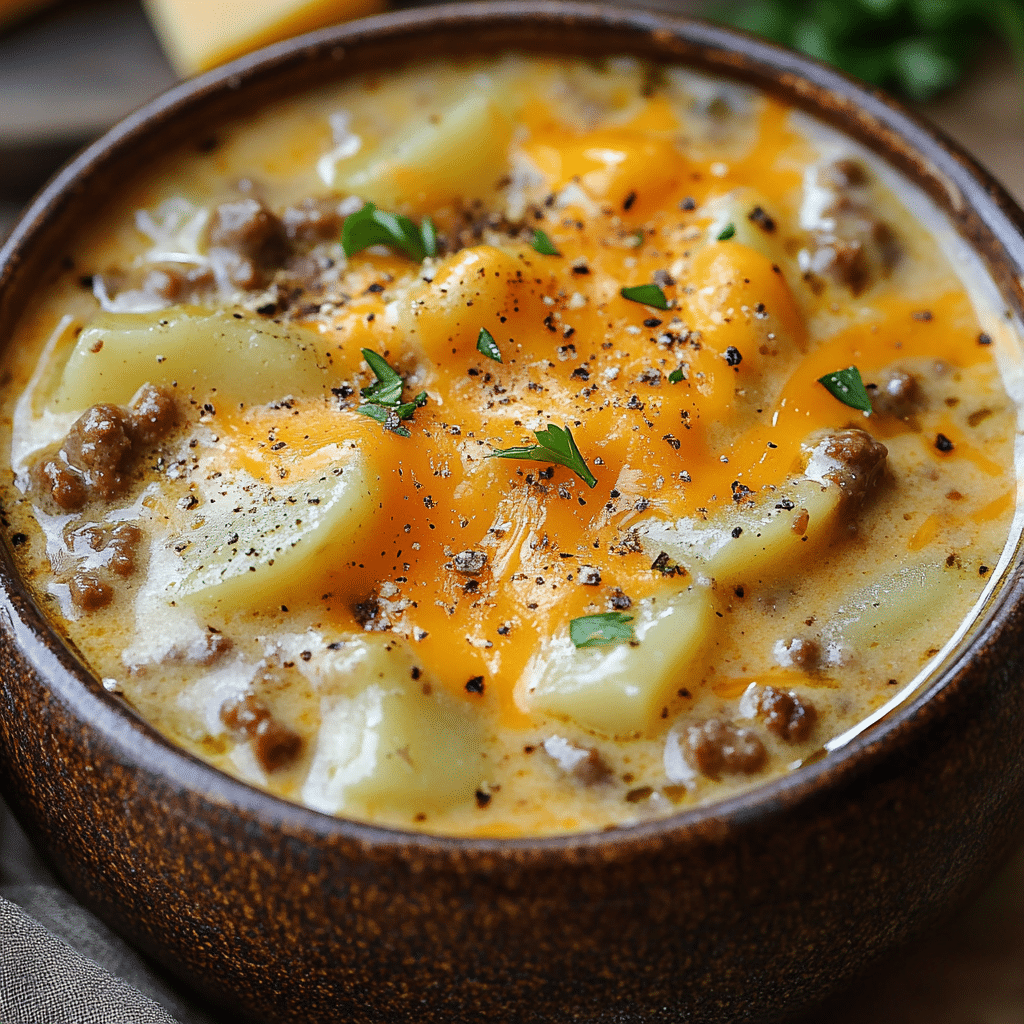 Cheesy Hamburger Potato Soup