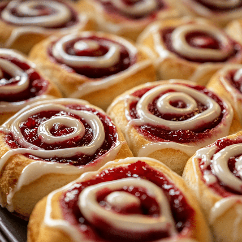 Raspberry Cinnamon Rolls with Lemon Glaze