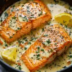 Baked Salmon with Lemon Butter Cream Sauce