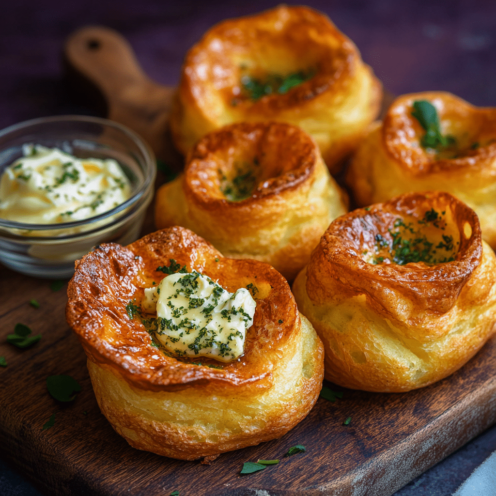 Cornmeal Popovers with Herb Honey Butter