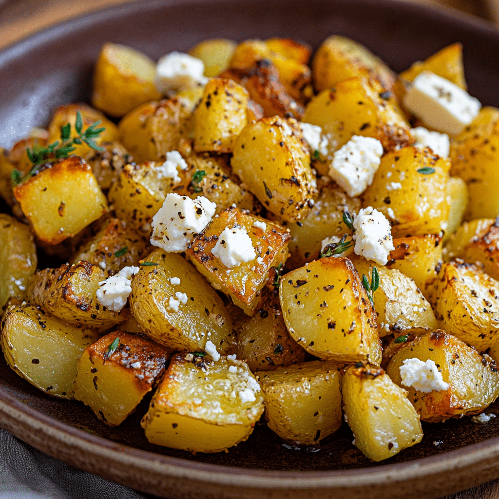 Roasted Potatoes with Baked Feta and Garlic