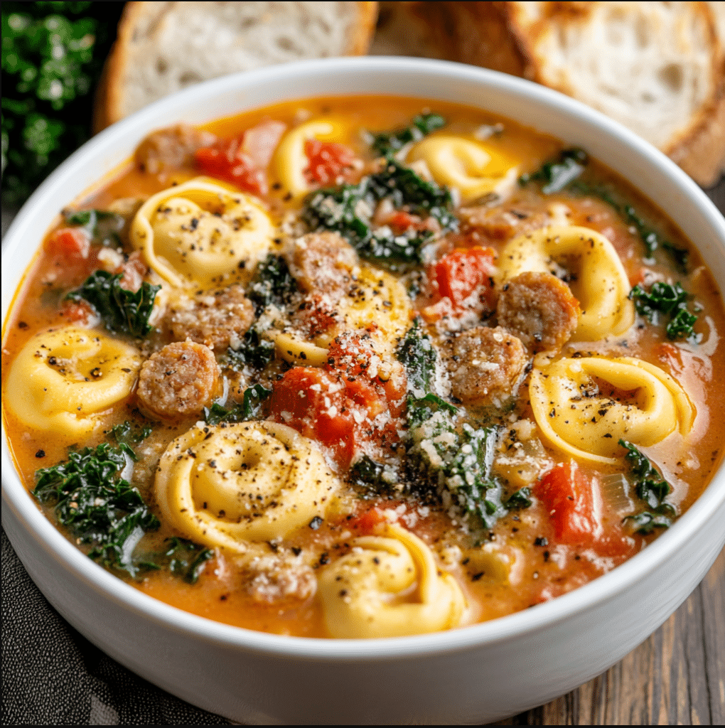 Spicy Sausage and Tortellini Soup