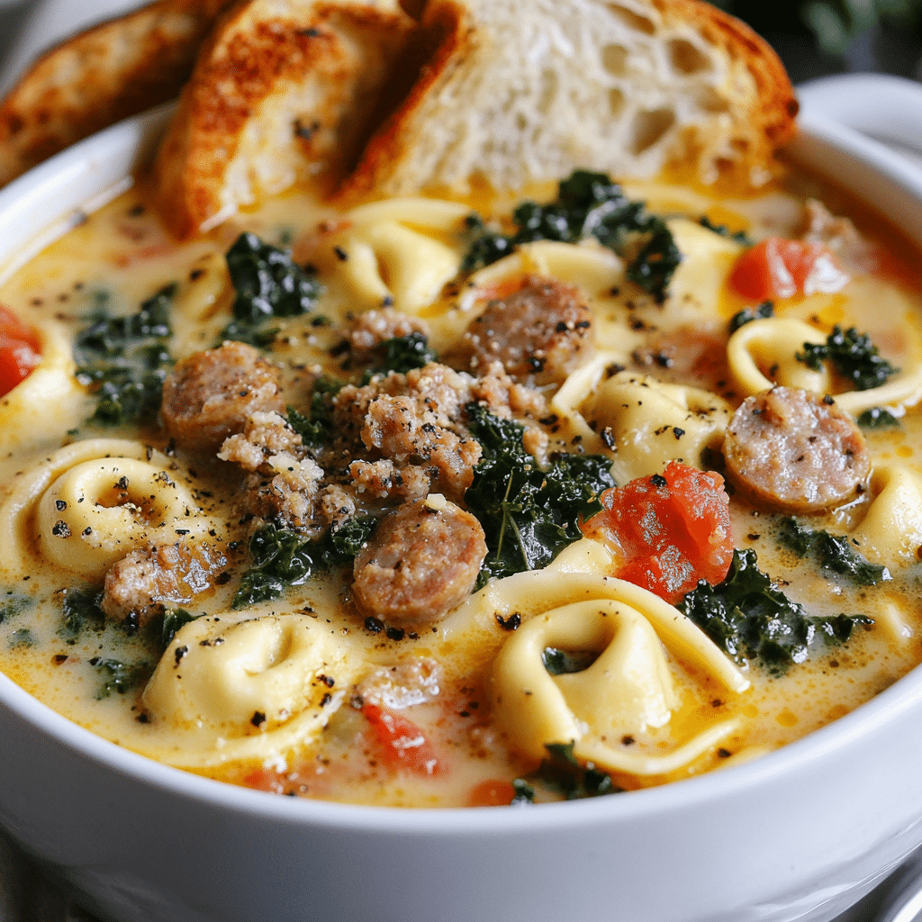 Spicy Sausage and Tortellini Soup